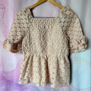Hayden Girls XL Pink Floral Ruffled Babydoll Blouse Feminine Girly Preppy Artsy